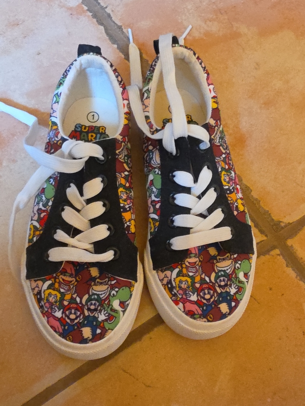 Nintendo Super Mario Kids Sneakers in Black, White, Red, Green, Yellow